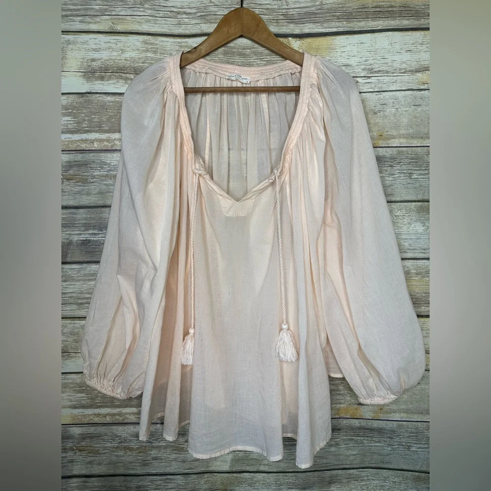 Spell and The Gypsy Collective Peach Honey Long Sleeve Boho Tassel Blouse XL - Picture 4 of 12
